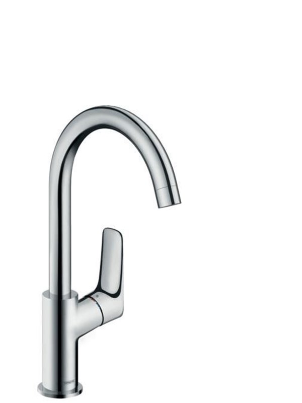 Logis Waschtischmischer mit hohem Auslauf Zugstange und Ablaufgarnitur aus Kunststoff verchromt - 71130000 - Hansgrohe