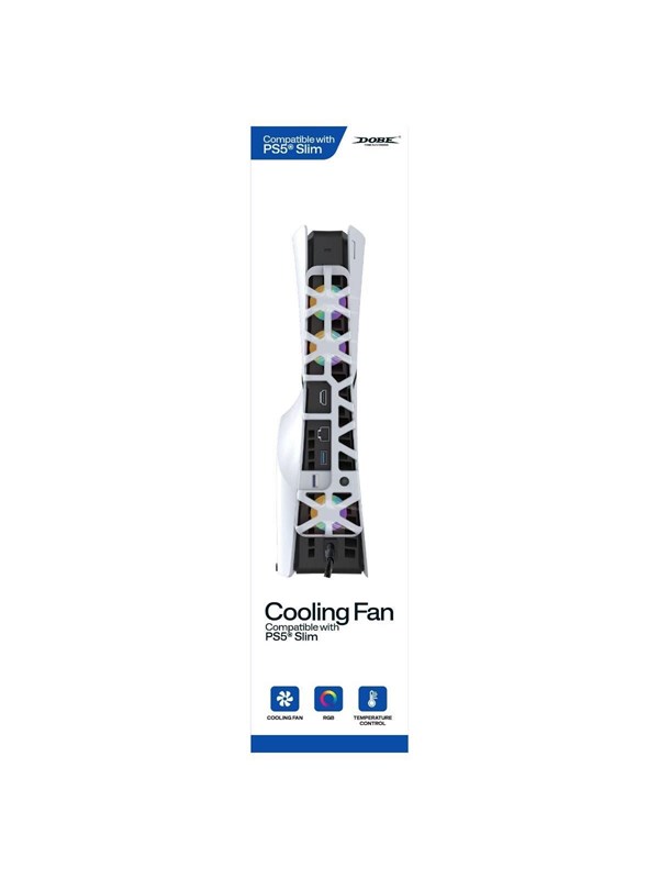 Dobe RGB Cooling Fan for PS5 Slim White - Wired Zubehör für Spielkonsole - Sony PlayStation 5
