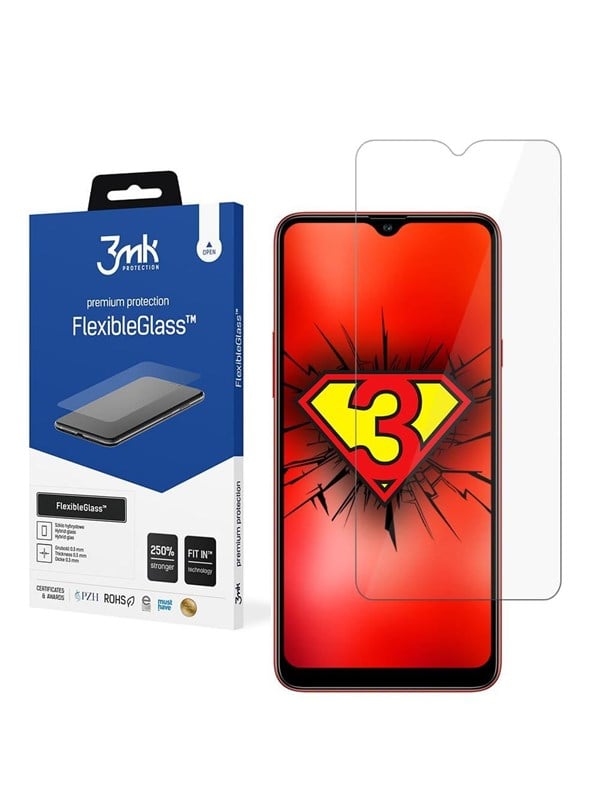 3mk Flexible Glass Panzerglas für Samsung Galaxy A20S, 9H Härte Panzerglasfolie, Härte Schutzglas Kompatibel mit Galaxy A20S, HybridGlass, Anti-Öl Anti-Fingerabdruck, Hartglas Anti-Kratzer