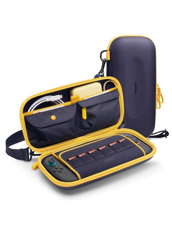 Spigen Nano Pop Pro Pouch for Nintendo Switch 2 - Navy Blue and Yellow - Miscellaneous Zubehör für Spielkonsole - Nintendo Switch 2