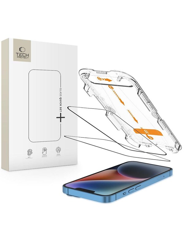 Tech-Protect Quick Set 2-pack Tempered Glass for iPhone 13  13 PRO  14  16e  17e