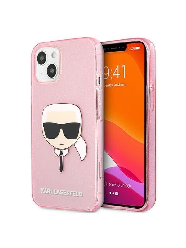 Karl Lagerfeld Glitter Karls Head Case for iPhone 13 mini - Pink