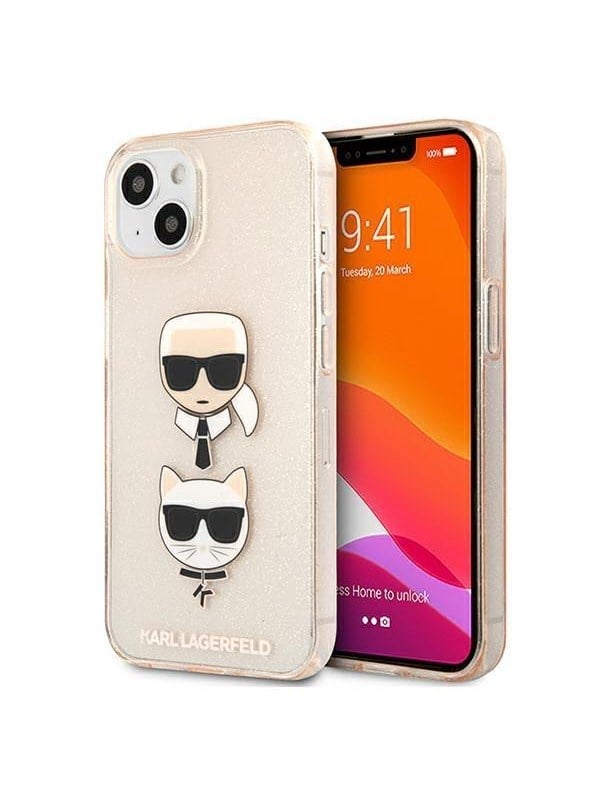 Karl Lagerfeld Glitter Karls  Choupette Head Case for iPhone 13 mini - Gold