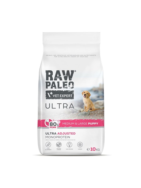 VetExpert Raw Paleo Ultra Schwein Medium  Large Puppy - Trockenfutter fr Hunde - 10kg