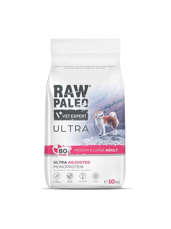 VetExpert Raw Paleo Ultra Schwein Medium  Large Adult - Trockenfutter fr Hunde - 10kg