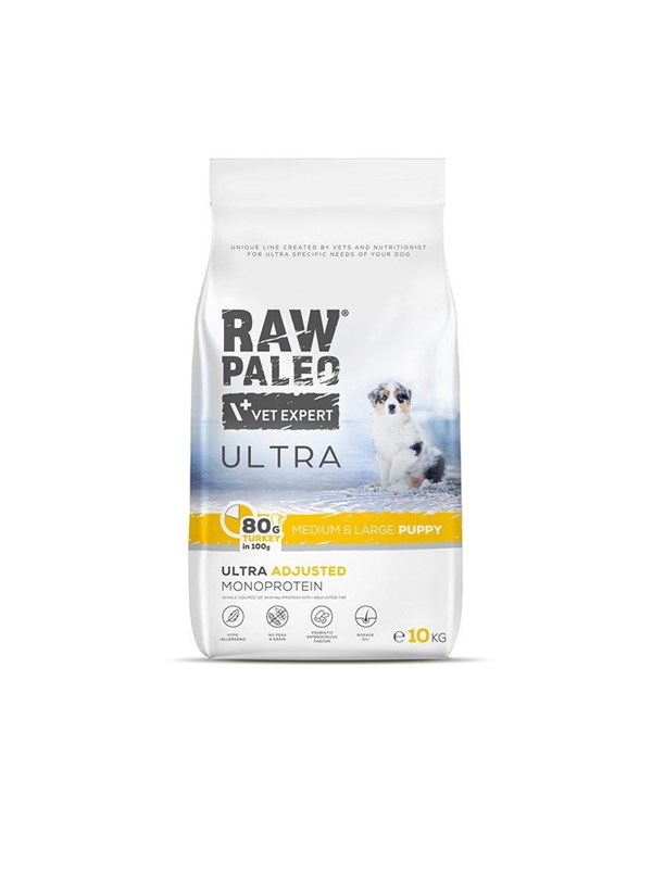 VetExpert Raw Paleo Ultra MediumLarge Puppy Turkey - Trockenfutter fr Welpen - 10kg