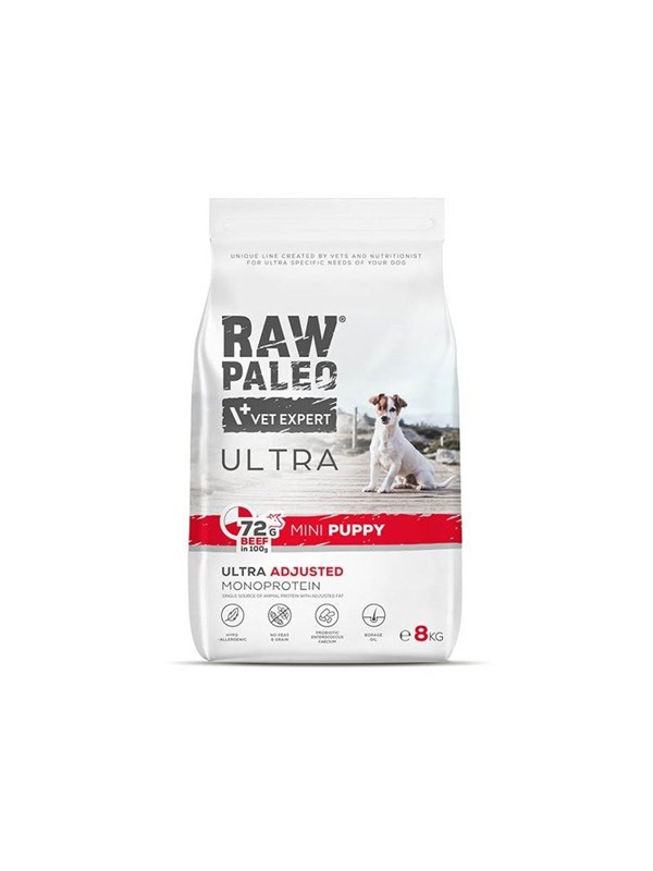 VetExpert Raw Paleo Ultra Mini Puppy Beef - Trockenfutter fr Welpen kleiner Rassen - 8kg