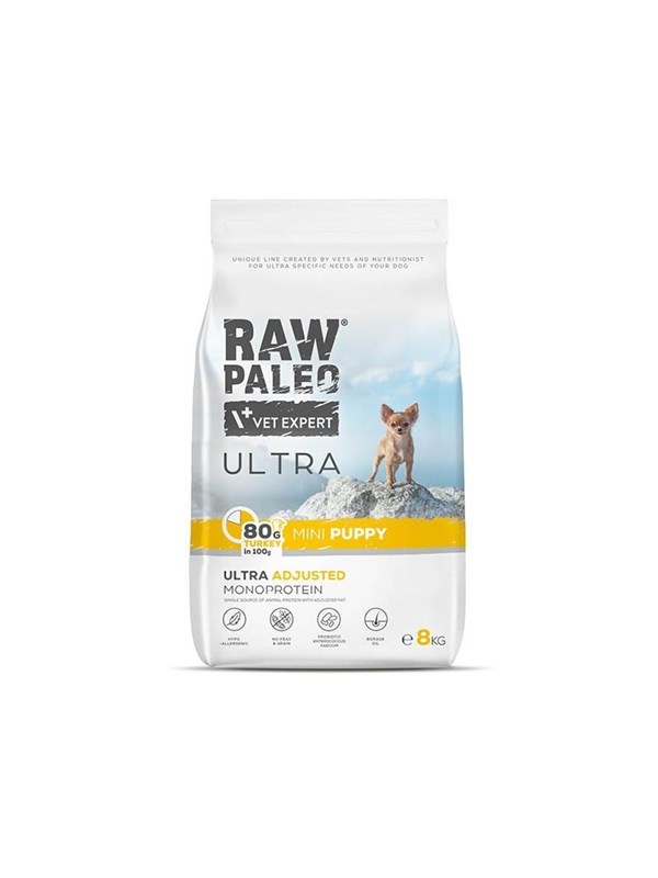 VetExpert Raw Paleo Ultra Mini Puppy Turkey - dry food for puppies - 8 kg