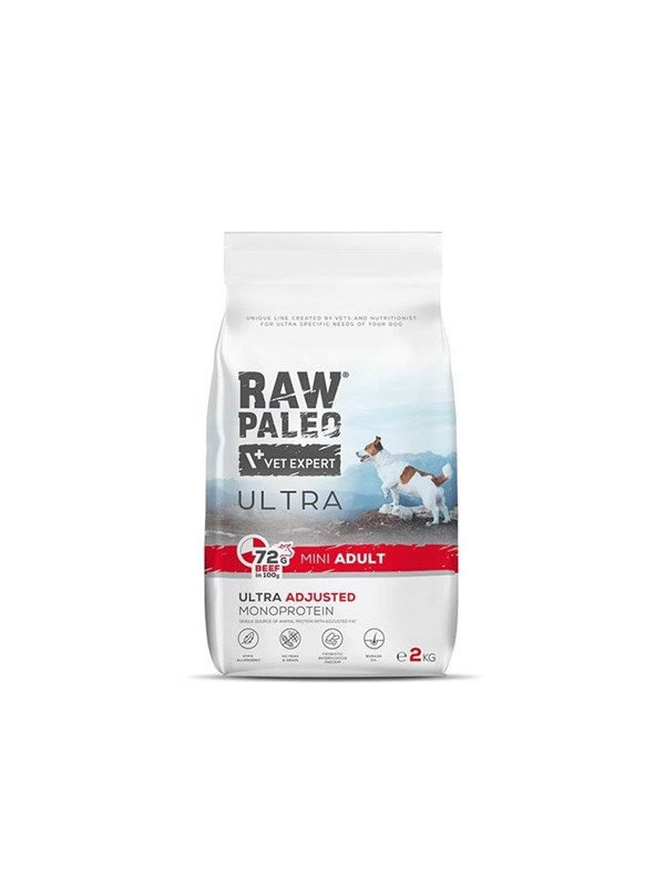 VetExpert Raw Paleo Ultra Mini Adult Beef - dry dog food - 2 kg