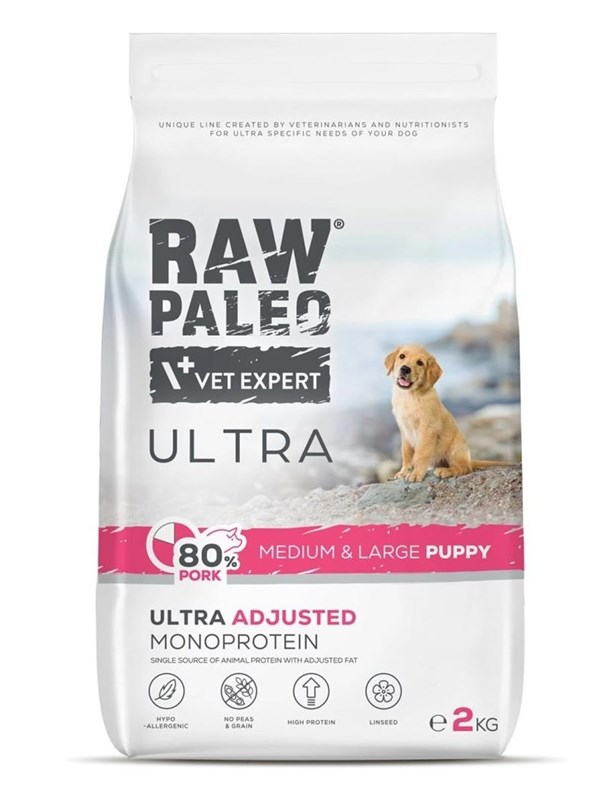 VetExpert Raw Paleo Ultra Pork Medium & Large Puppy - dry dog food - 2kg