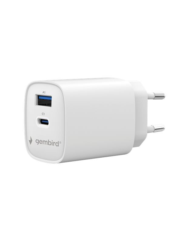 Gembird USB Schnelllader 30W Power Delivery Quick Charge 2 Ports Weiß