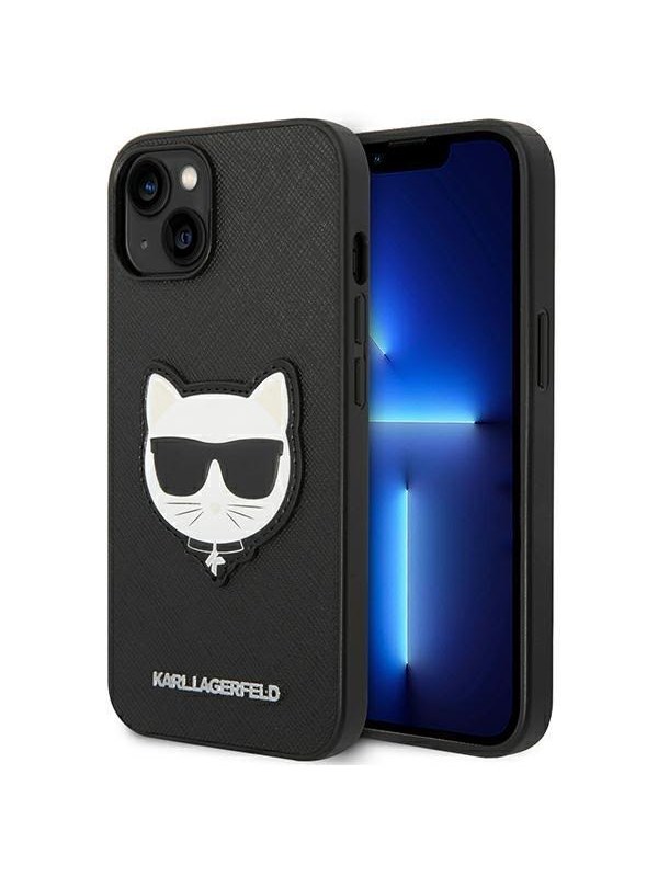 Hülle für Apple iPhone 14 Plus, Karl Lagerfeld, Saffiano Choupette's Head, Schwarz