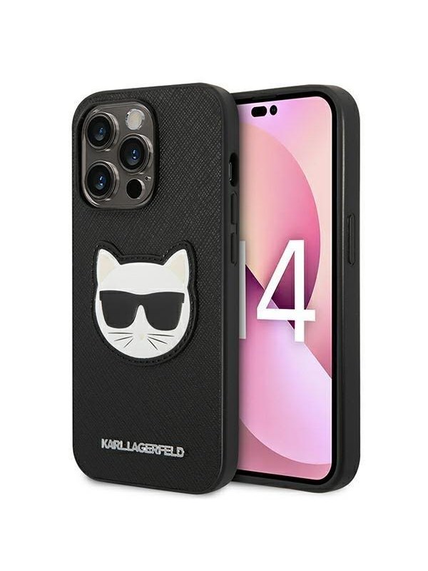 Hülle für Apple iPhone 14 Pro, Karl Lagerfeld, Saffiano Choupette's Head, Schwarz