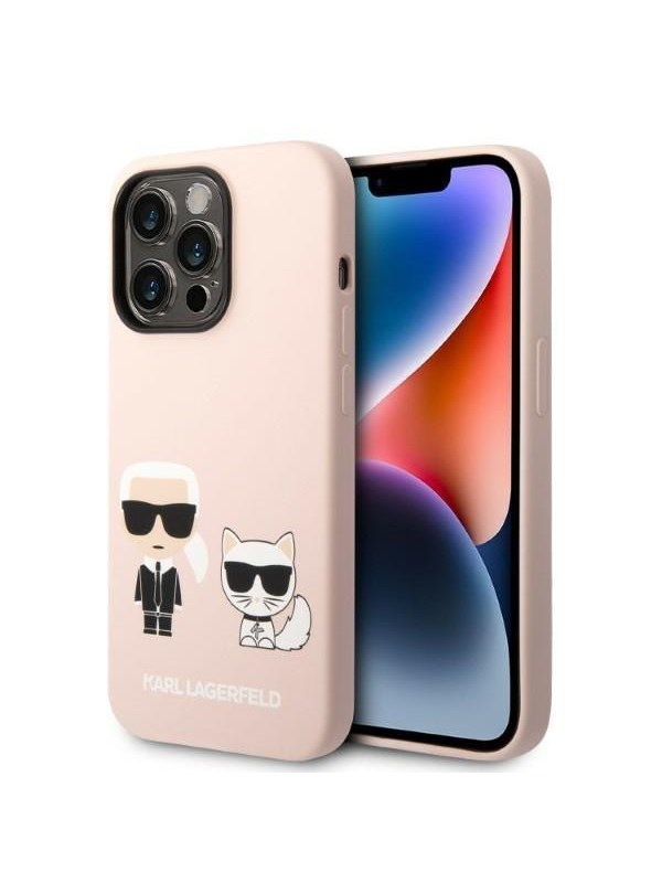 Karl Lagerfeld KLHMP14XSSKCI iPhone 14 Pro Max 6.7" hardcase light pink/light pink Silicone Karl & Choupette Magsafe