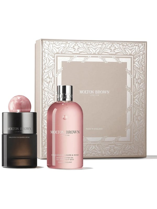 Molton Brown Delicious Rhubarb  Rose Fragrance 107ml- Gift Set