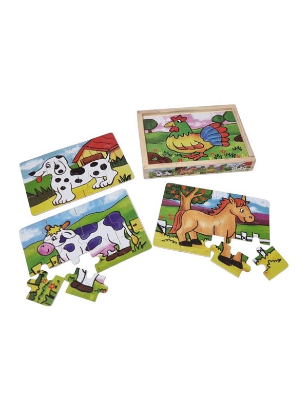 Playwood Four Wooden Jigsaw Puzzles in a Box - 12 Pieces Holz