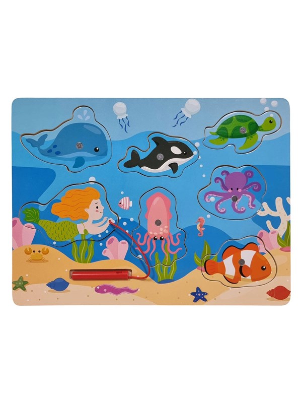 Playwood Wooden Jigsaw Puzzle and Fishing Game - 7 pcs Holz