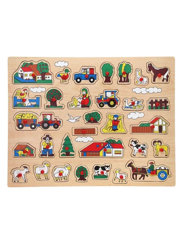 Playwood Wooden Knob Puzzle Farm Extra Large - 32 pcs Holz