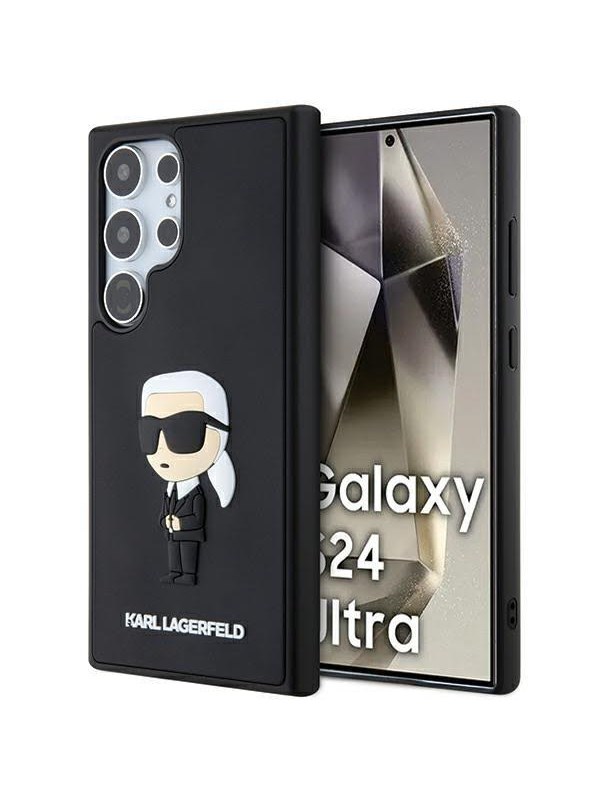 Hülle für Samsung Galaxy S24 Ultra S928, Karl Lagerfeld, 3D Rubber Ikonik Karl, Schwarz