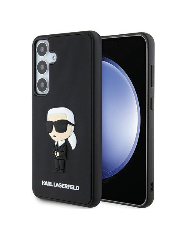 Hülle für Samsung Galaxy S24 S921, Karl Lagerfeld, 3D Rubber Ikonik Karl, Schwarz