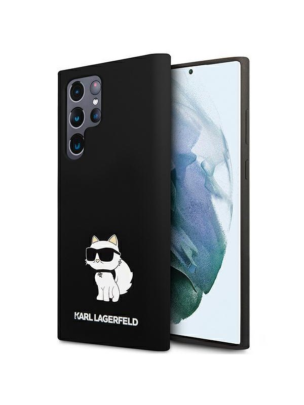 Hülle für Samsung Galaxy S24 Ultra S928, Karl Lagerfeld, Silicone Choupette NFT, Schwarz