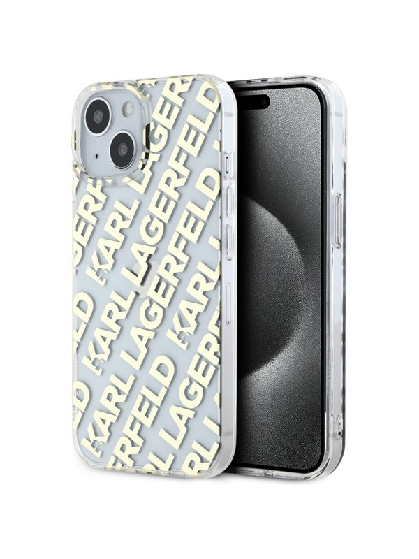 Hülle für Apple iPhone 15, Karl Lagerfeld, IML Luxury Gold Fullover Logo, Goldfarben