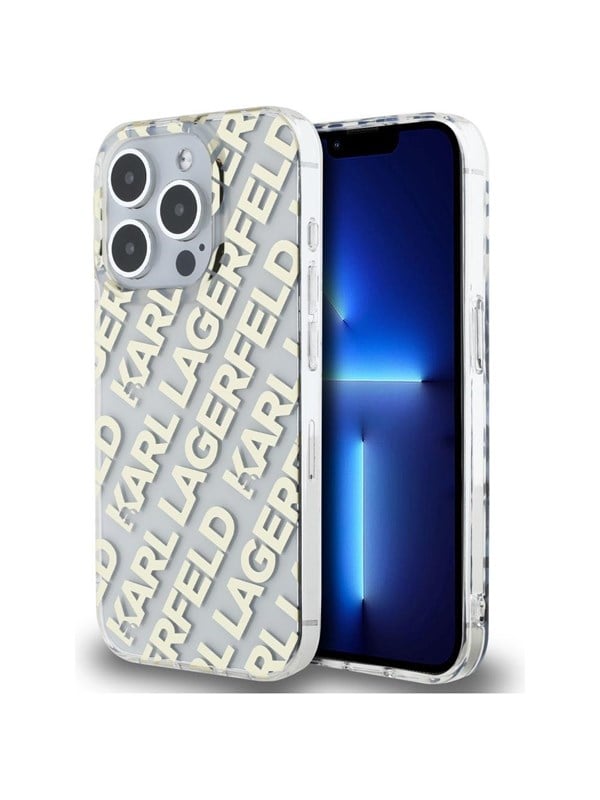 Hülle für Apple iPhone 15 Pro Max, Karl Lagerfeld, IML Luxury Gold Fullover Logo, Goldfarben