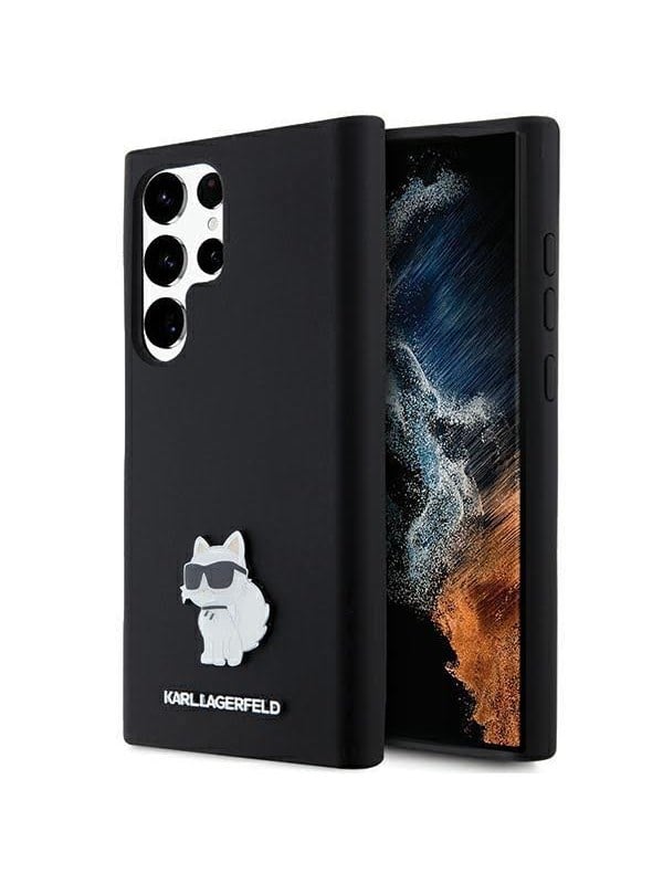 Karl Lagerfeld Silicone Choupette Metal Pin case for Samsung Galaxy S24 Ultra - black