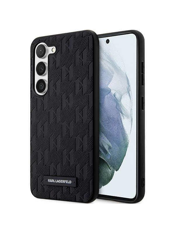 Hülle für Samsung Galaxy S24+ S926, Karl Lagerfeld, Saffiano Monogram Metal Logo, Schwarz
