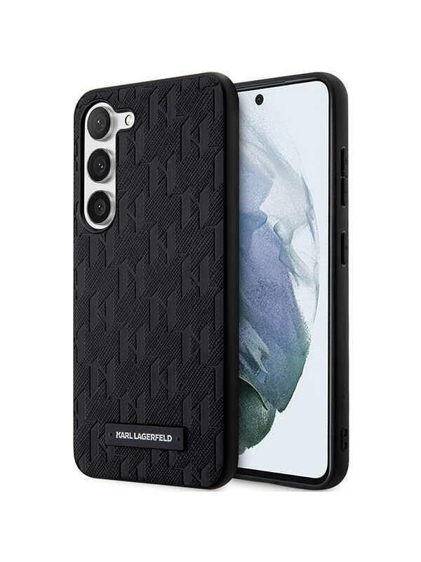 Hülle für Samsung Galaxy S24 S921, Karl Lagerfeld, Saffiano Mono Metal Logo, Schwarz