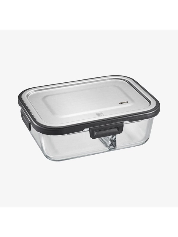 GEFU Lunchbox »MILO« Borosilikatglas Edelstahl Kunststoff (1-tlg) gelaserter QR Code zur Vorratskontrolle per App (nur für Android) schwarz|silberfarben