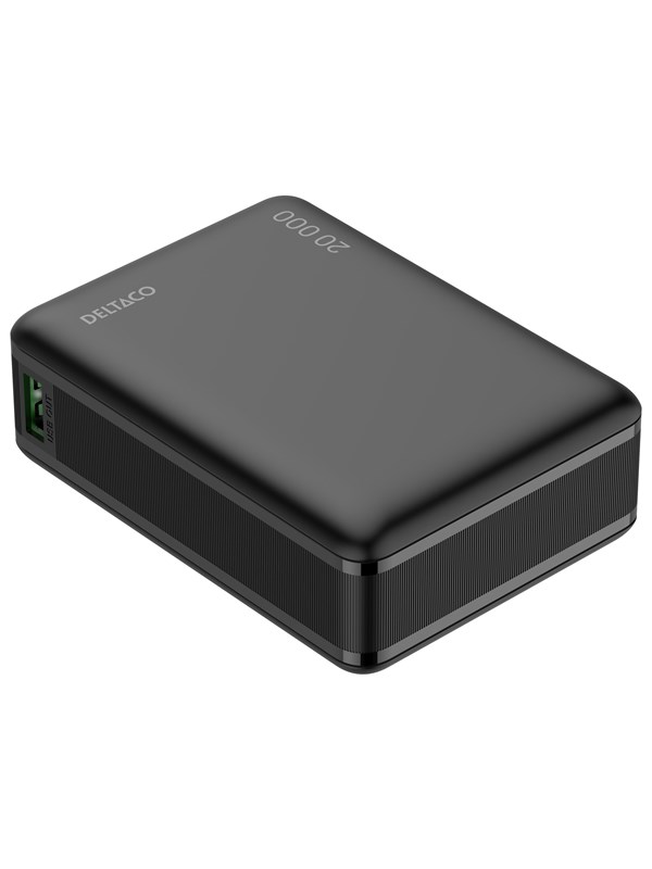 Deltaco PB-C1012 - Powerbank 20 000 mAh - PD 65 W - 1x USB-C + 1x USB-A - Black Powerbank (Akku) - schwarz - 20000 mAh