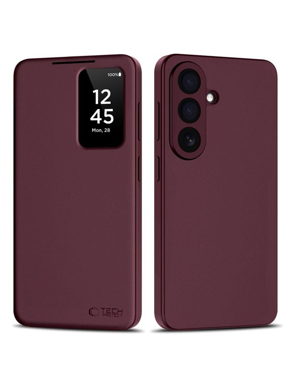 Tech-Protect Wallet Case for Samsung Galaxy S26 - Burgundy