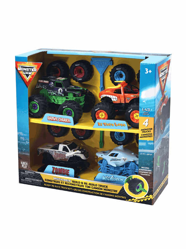 Monster Jam Mechanix 143 Build N ReBuild 4 pk