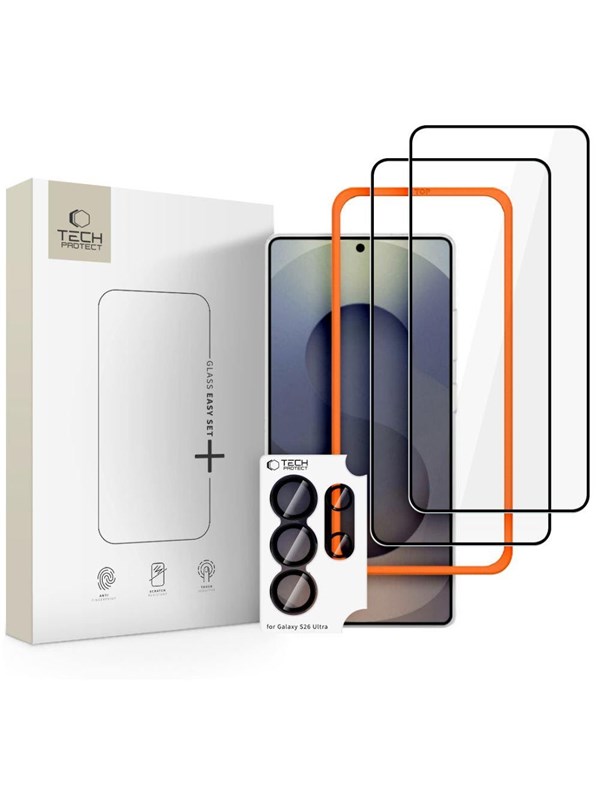 Tech-Protect Easy Set 3-Pack Tempered Glass for Samsung Galaxy S26 Ultra - Black