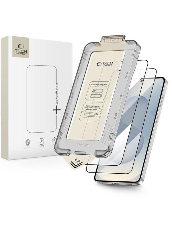 Tech-Protect Quick Set 2-Pack Tempered Glass for Samsung Galaxy S26 - Black