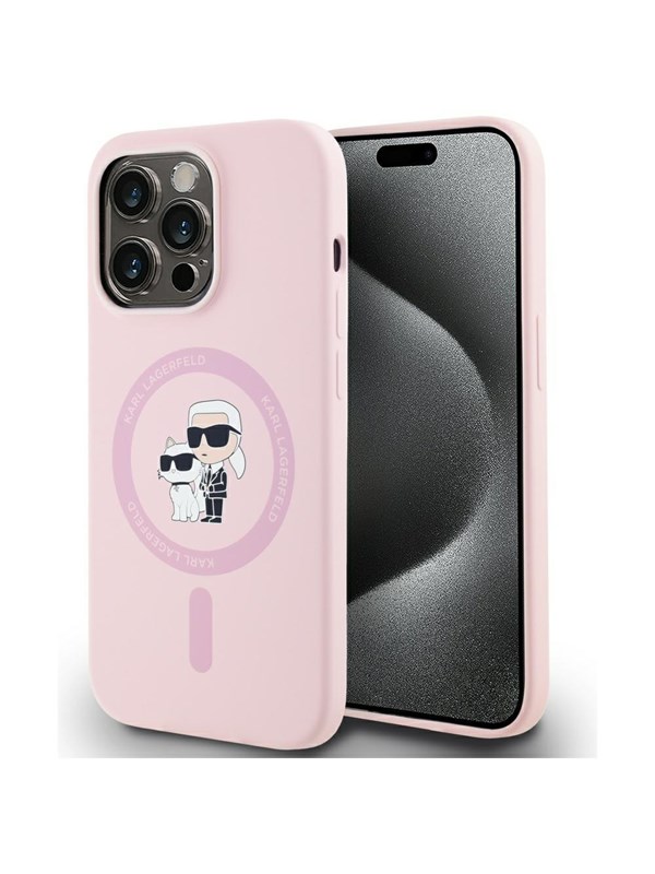 MagSafe Hülle für Apple iPhone 14 Pro Max, Karl Lagerfeld, Silikon Karl & Choupette, Rosa
