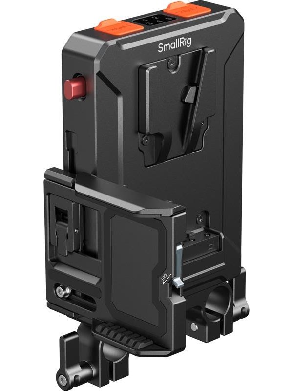 Image of SmallRig 5881 Intelligent V-Mount Battery Adapter Plate with 15mm Dual Rod Clamp