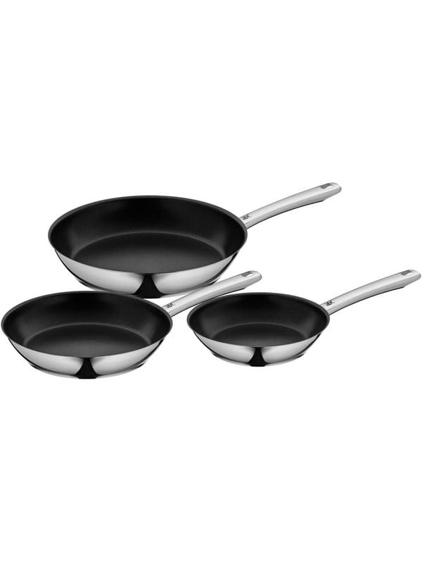 Pfannen-Set Nordic Profi Pfannenset Induktion herausragende Antihaftversiegelung silber (polierter edelstahl) Pfannen TransTherm-Allherdboden spart Energie geeignet für alle Herdarten