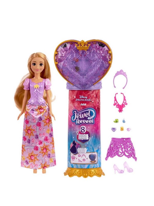 Jewel Reveal Rapunzel Modepuppe mit 8 Überraschungen und 10 Zubehörteilen