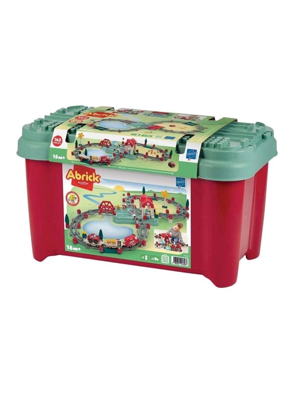 Image of Abrick Ecoiffier Train Track Construction Set - Station and Accessories - 140 pcs.