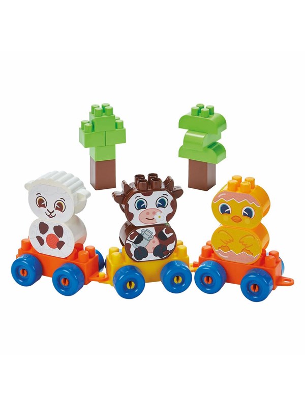 Image of Abrick Ecoiffier Farm Animals Block Train - 250 pieces.