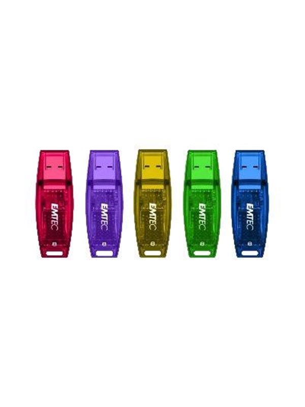 80 EMTEC USB-Sticks C410 Color Mix - Candy Jar 20 blau gelb grün lila rot 8 GB 3126170122223 80 Stück