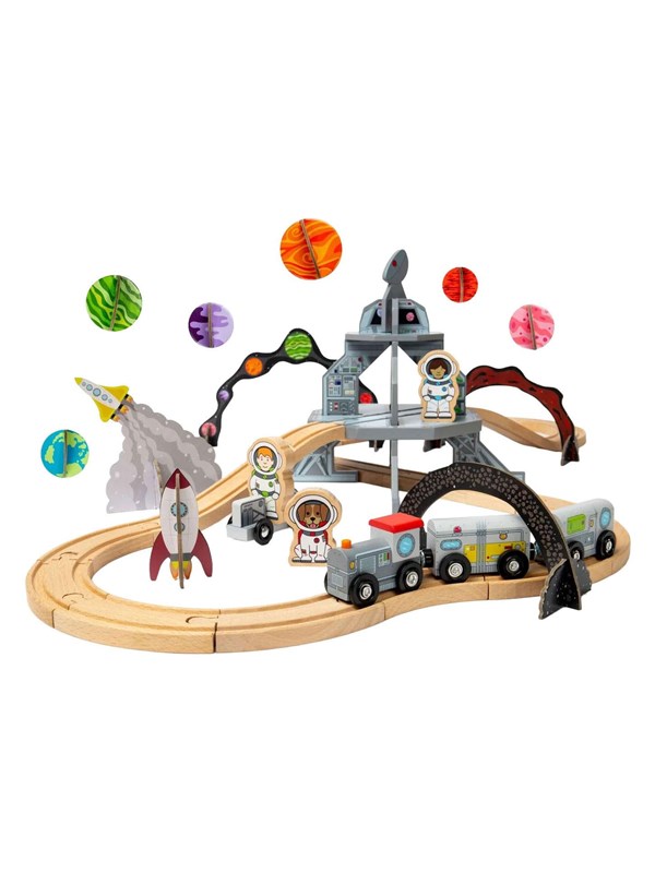 Bigjigs Wooden Space Train Set - 40 pcs