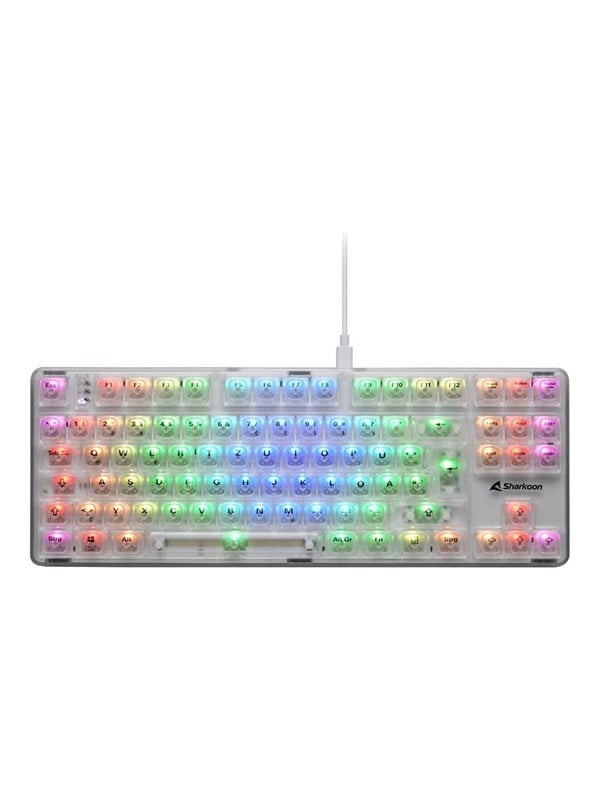 Sharkoon Crystal Shark - keyboard - dual mode - 85 compact TKL - QWERTZ - German - white Input Device - Gaming Tastatur - 85 - Deutsch - Weiss
