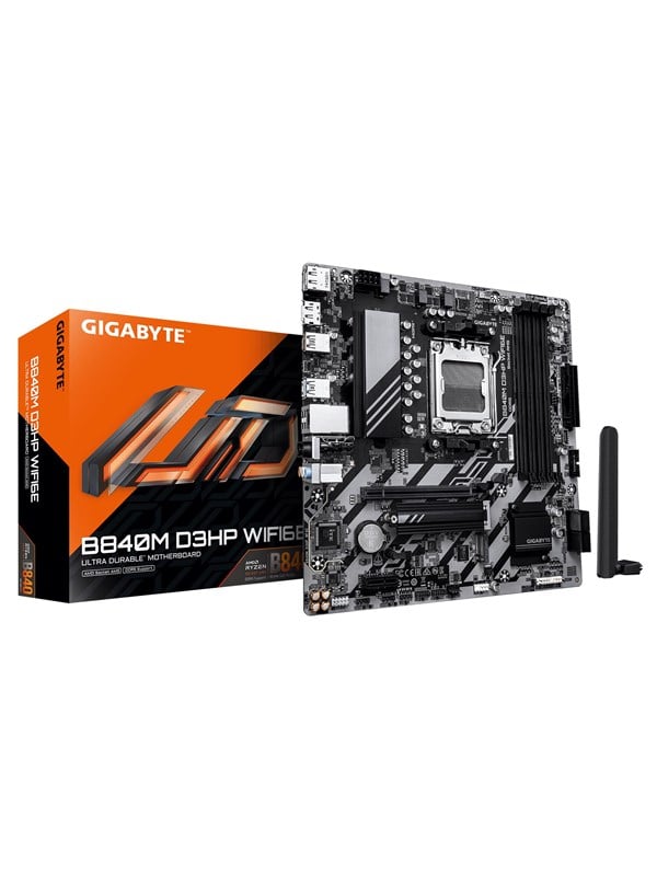 Gigabyte Schwarz Mainboard "B840m D3hp Wifi6e", B:24,4Cm H:3,5Cm T:24,4Cm, Mainboards - Bild 3