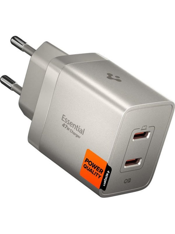 Spigen Netzladegerät EE472EU Essential, 47W, 3A, 2 x USB-C, Titan Grau ACH10451