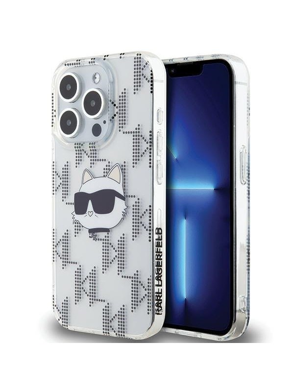 Hülle für Apple iPhone 15 Pro, Karl Lagerfeld, IML Electroplated Choupette Head, Transparent