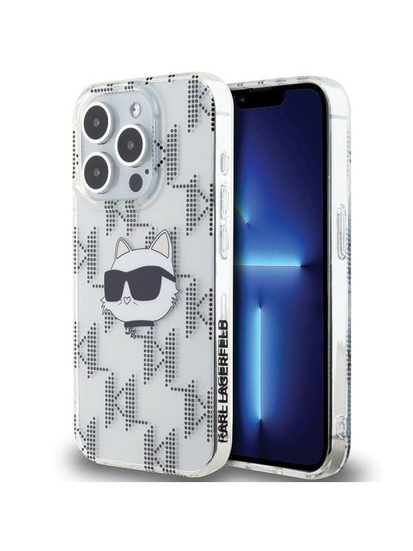 Hülle für Apple iPhone 15 Pro Max, Karl Lagerfeld, IML Electroplated Choupette Head, Transparent