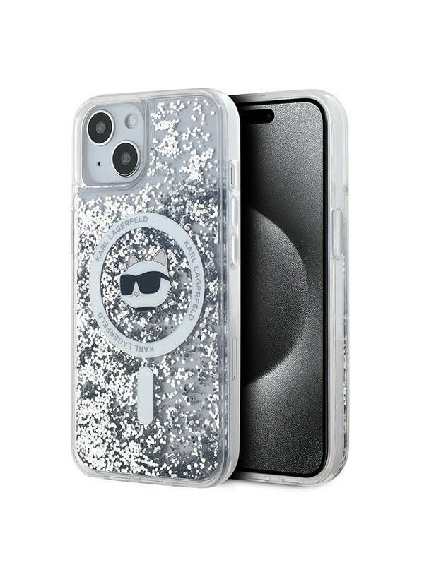Karl Lagerfeld Liquid Glitter Choupette Head MagSafe case for iPhone 14 / 15 / 13 - transparent